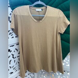 Ava Sky women’s beige solid shirt. Super soft stretchy fabric. Size L.
